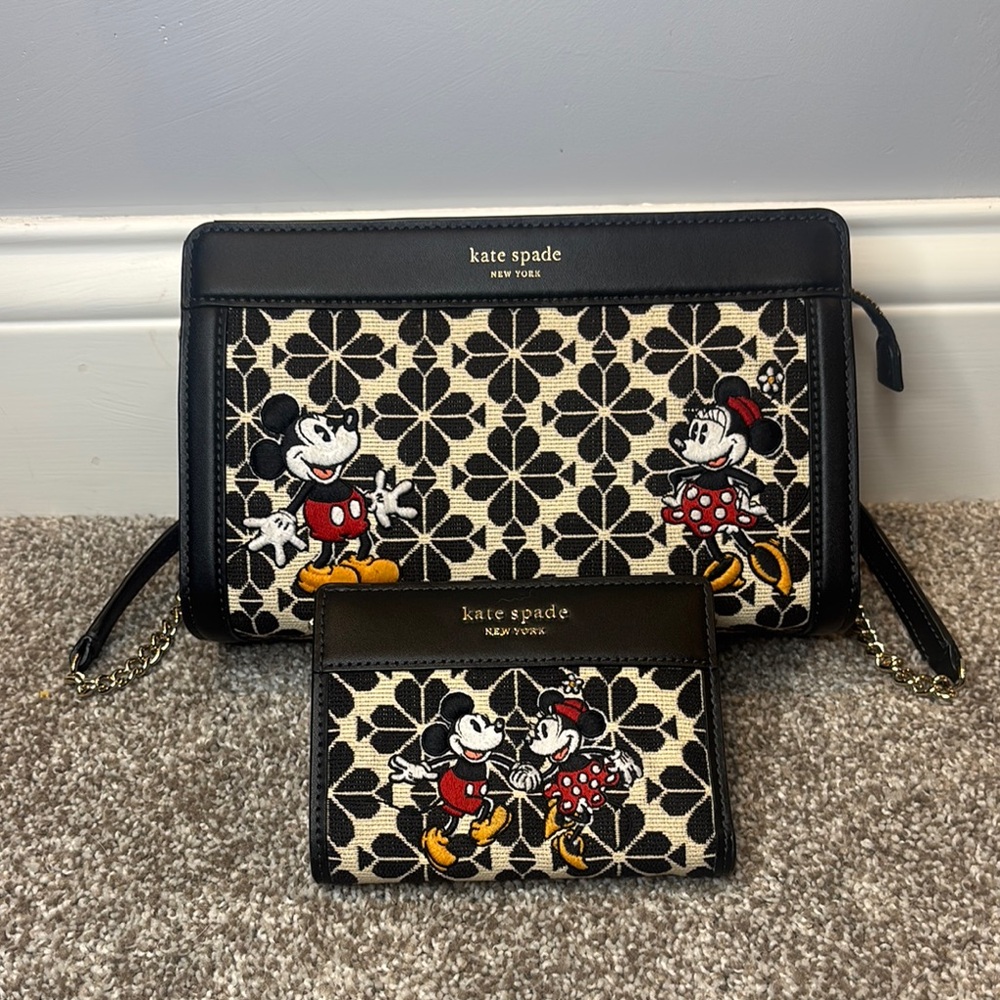 Kate Spade Disney X Flower Jacquard Medium Crossbody with Matching Wallet
